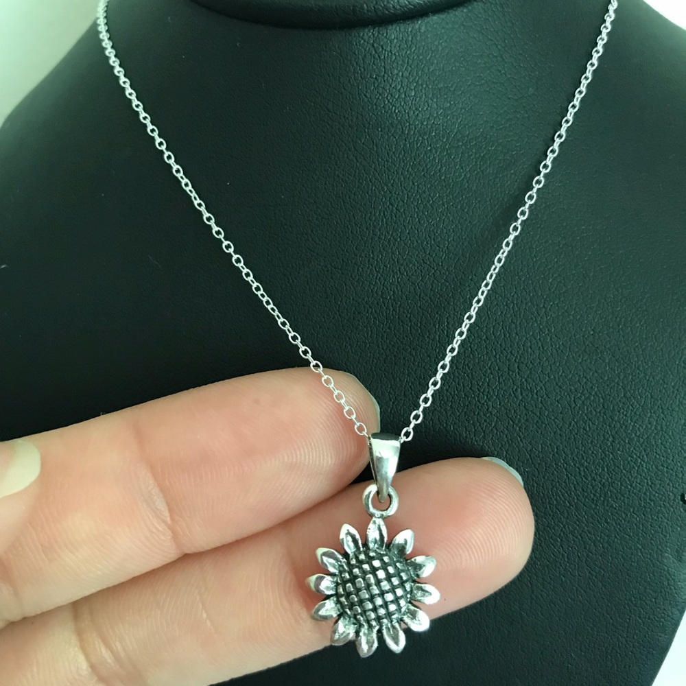 Sterling Silver Sunflower Necklace